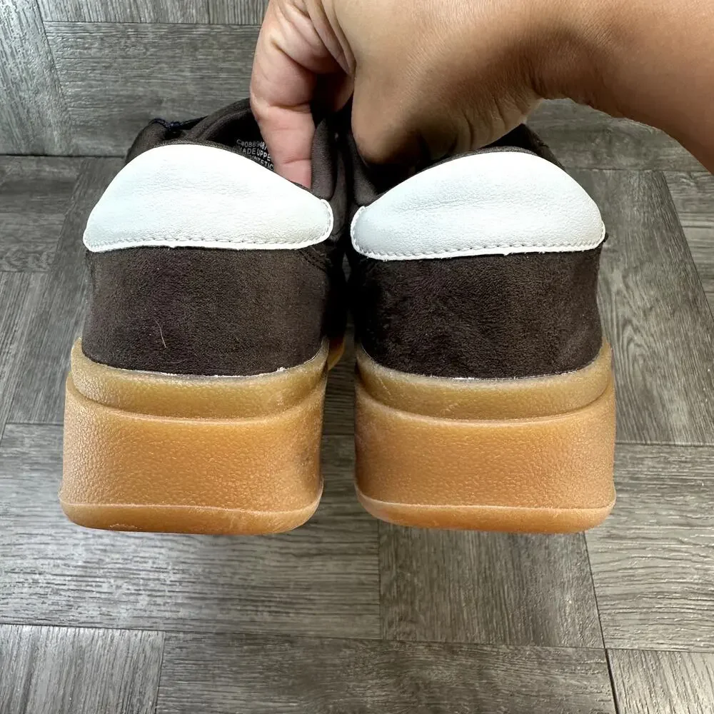 Madden NYC Platform Sneakers Womens 7.5 Brown Suede Chunky Gum Sole NEW